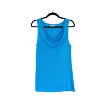 Michael Stars Top Women's One Size Blue Michael Stars Draped Neck Tank Summer