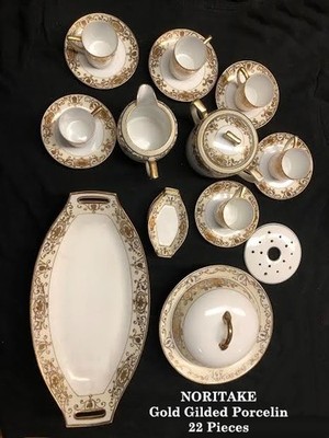 Rare Noritake No 175  Gold Gilded 22 Piece Serving Set (great condition)