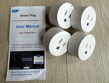 WiFi Smart Socket 4 Pack White Smart Plug Compatible Alexa Google