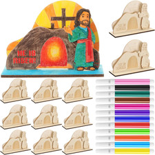 12 Sets Easter He Is Risen Crafts for Kids Religious Jesus Resurrection Scene St
