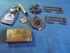8 WW1/2 military items 1914 medal GR badges Vesta Royal Welsh Fusiliers Ferrule