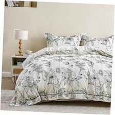 100 Cotton Duvet Cover Set Size, 3Pcs White Floral King Garden White