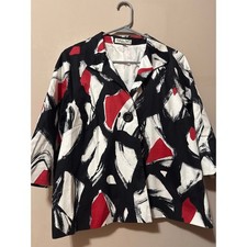 Coldwater Creek Women's PXL Abstract Print Blazer Jacket 3/4 Sleeve Button Front