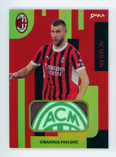 2025 Strahinja Pavlovic Daka Gold AC Milan Jersey Logo Patch Soccer Card 1/1
