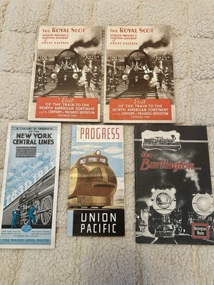 1933 Century Of Progress Train Ephemera Lot Union Pacific Royal Scot NY Central 
