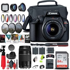 Canon EOS Rebel T100 / 4000D DSLR Camera with 18-55mm Lens EF 75-300mm Outdoor