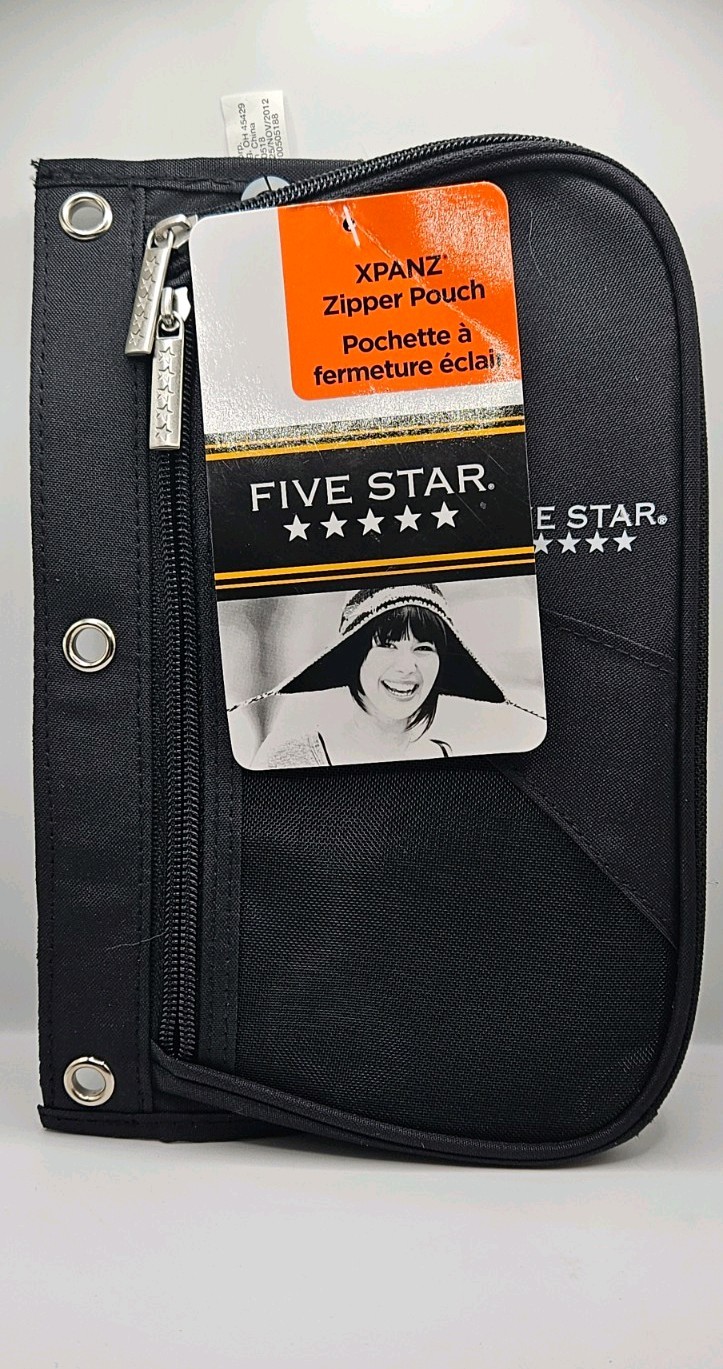 Mead five star pencil pouch 3 ring zipper storage black expanding organizer