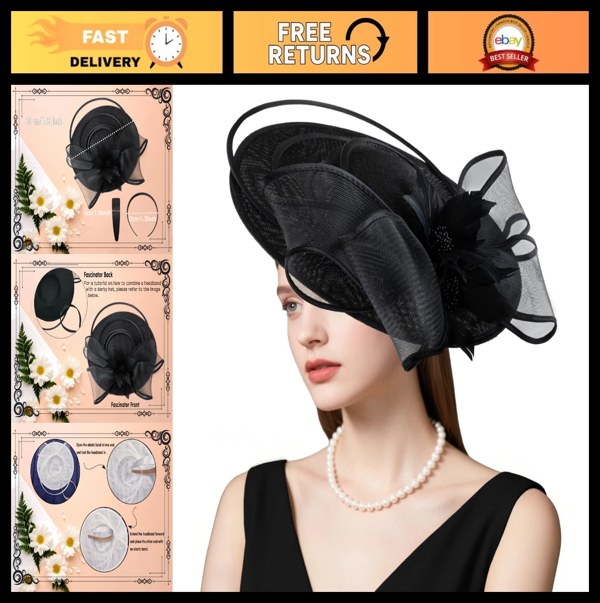 Church Black Vintage Hats for Women for sale | eBay display picture 1
