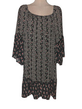 Max Studio Dress Women Size L Boho Floral Flutter Sleeves Floral Cottagecore-256