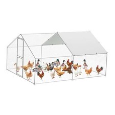 Large Metal Chicken Coop with Waterproof and Anti-UV Cover, Medium Spire Roof