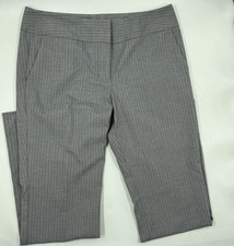 Ann Taylor Factory Pants Womens 10 Gray Striped Straight Dress Twill Pockets