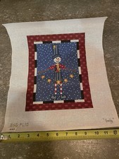 Emily Handpainted Needlepoint Snowman Stars Canvas
