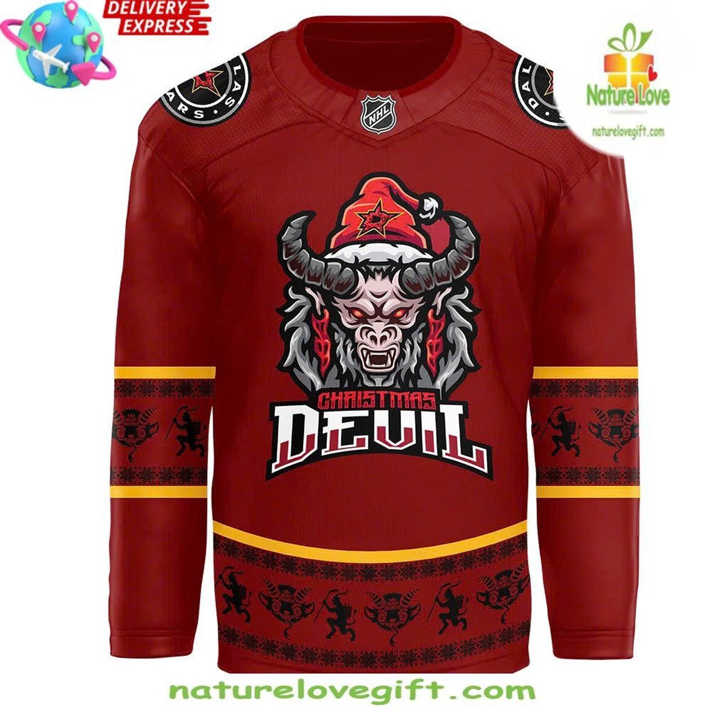 Dallas Stars Krampus Christmas Hockey Shirt Men's Fan Gear Gift