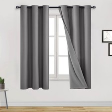 Grey Blackout Curtains for Bedroom 63 Inch Length - Thermal Insulated Energy ...