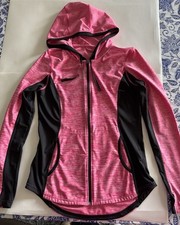 Reebok Women's Size M Long Sleeve Zip Hoodie Black And Pink W/reflectors EUC