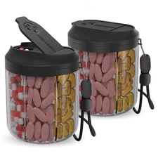 Pill Dispenser with 7 Large Compartments, Pill Bottle Organizer for Travel, S...