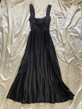 BHLDN Sweetheart Silky Satin Lace Cutout A-Line Black Slip Dress Small