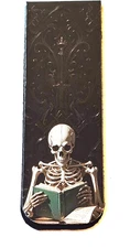 Skeleton Reading Book Magnetic Bookmark Gothic Iron Gate Dark Academia Horror
