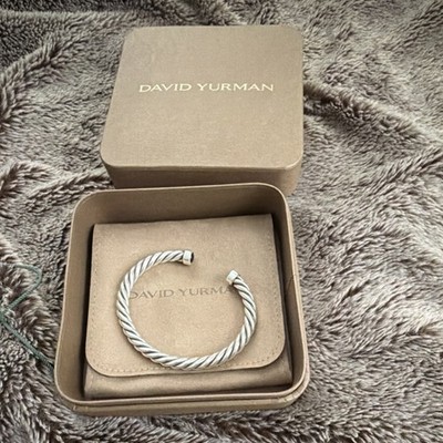 David Yurman Sterling Silver 925 Cable Cuff Bracelet, Sterling silver 925 