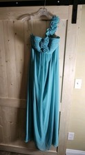 Bill Levkoff formal dress Aqua Blue Sz 8 Single Shoulder Strap. Prom, Wedding