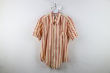 Vintage 60s 70s Streetwear Mens Size 15.5 Striped Cuffed Collared Button Shirt