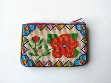 50's beadwork case, pouch / Dated 1958 / made in Greece vintage beaded purse