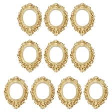 10 Pcs Mini Vintage Frames, 0.9 x 0.8" Resin Tiny Picture Frames, Gold