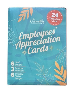 Decorably Employee Appreciation Thank You Cards   24 Pack 