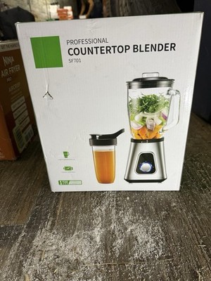 Professional Blender SF701 1200W Glass 52oz Jar Portable Cup 4 Speeds Silver