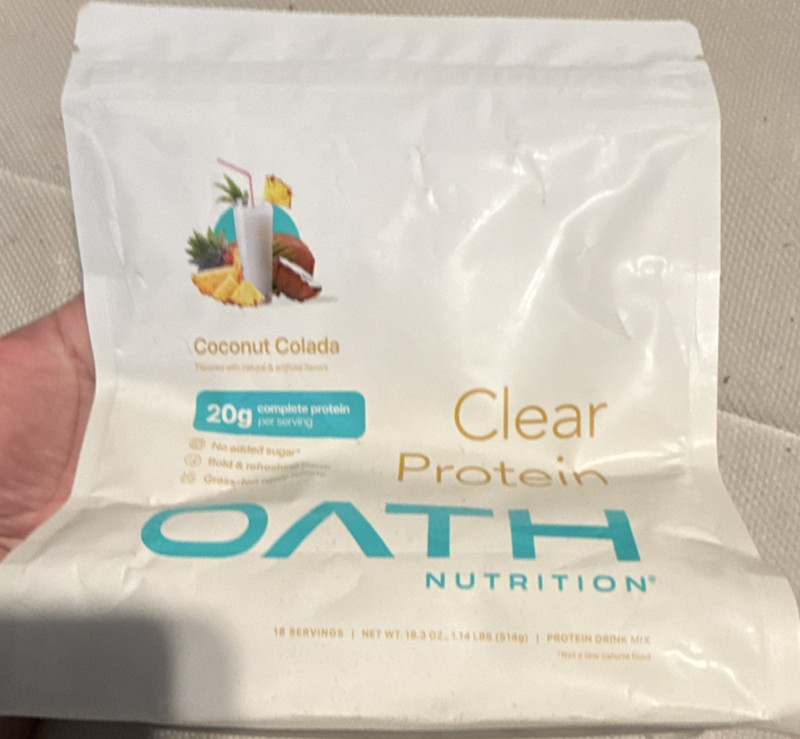 Oath Nutrition Whey Protein Isolate 20g Coconut Colada No Added Sugar Grass Fed