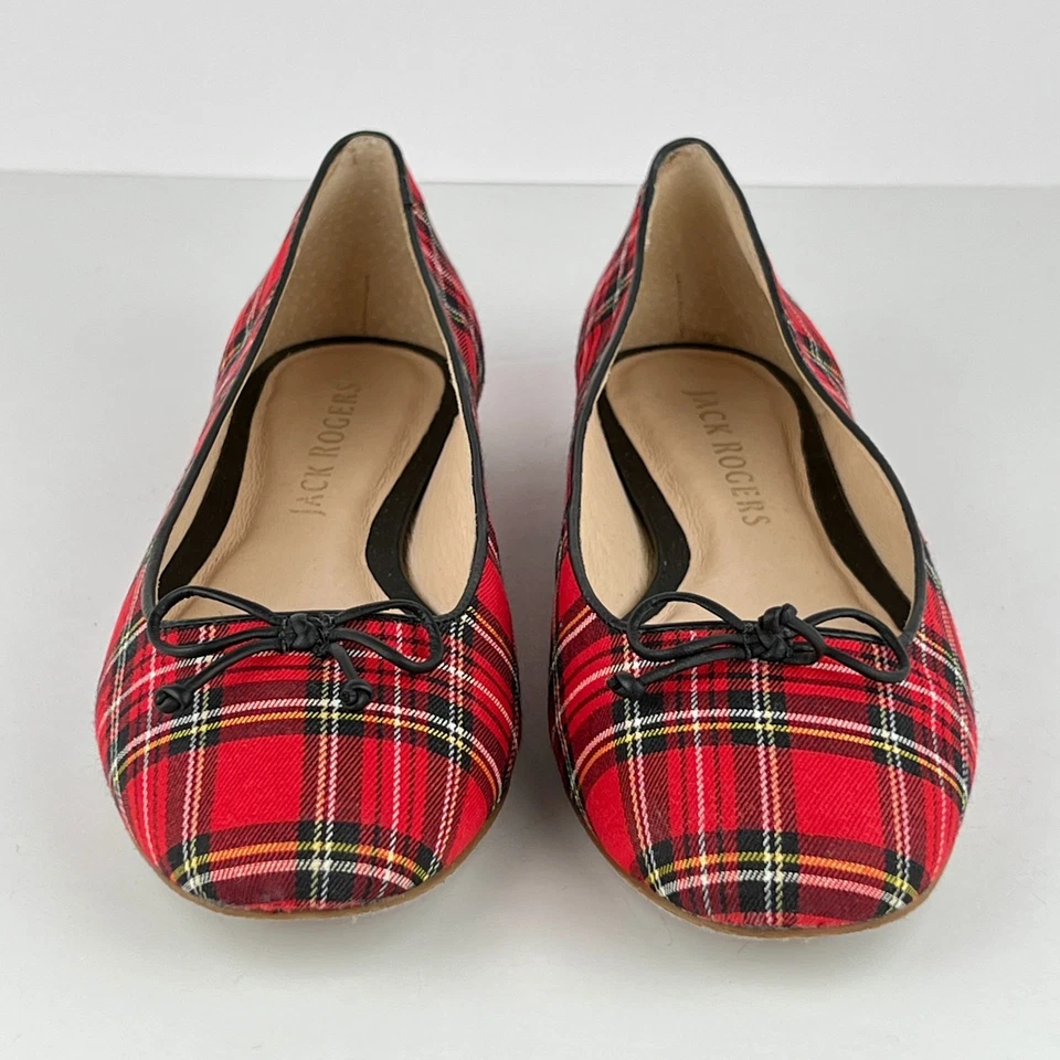 JACK ROGERS Kenlyn Ballet Red Tartan Flat Sold Out! Women's Size 9 $128 MSRP - Image 3 of 4