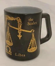 Federal Glass Libra Astrological Zodiac Sign Coffee Mug Ram Drinkware 1960-70s 