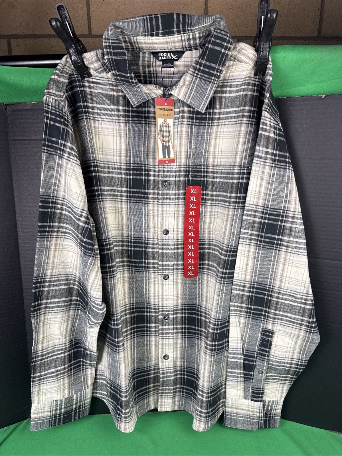 Eddie Bauer Men's Flannel Shirt Size XL Cream