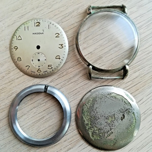Madona (Medana) MST 365 watch case and dial, 37 mm