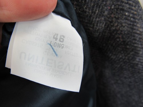 VTG Cricketeer Sport Coat Cool Gray Herringbone Striped Wool Lambswool Size 46L - Picture 9 of 11
