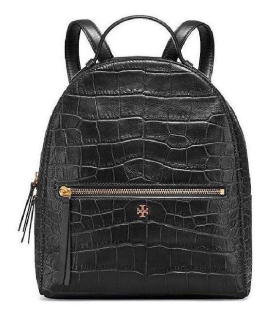 BNWOT Tory Burch Croc Embossed Mini Black Leather Backpack  display picture 2