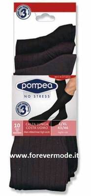 3 Pairs of Men's Socks Pompea Long in Microfiber with Medium Ribs Art Ribs L