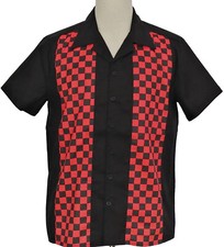 Button-Down Loose Shirt Cuban Style Retro Bowling Shirts For Men ST128BMR, M 