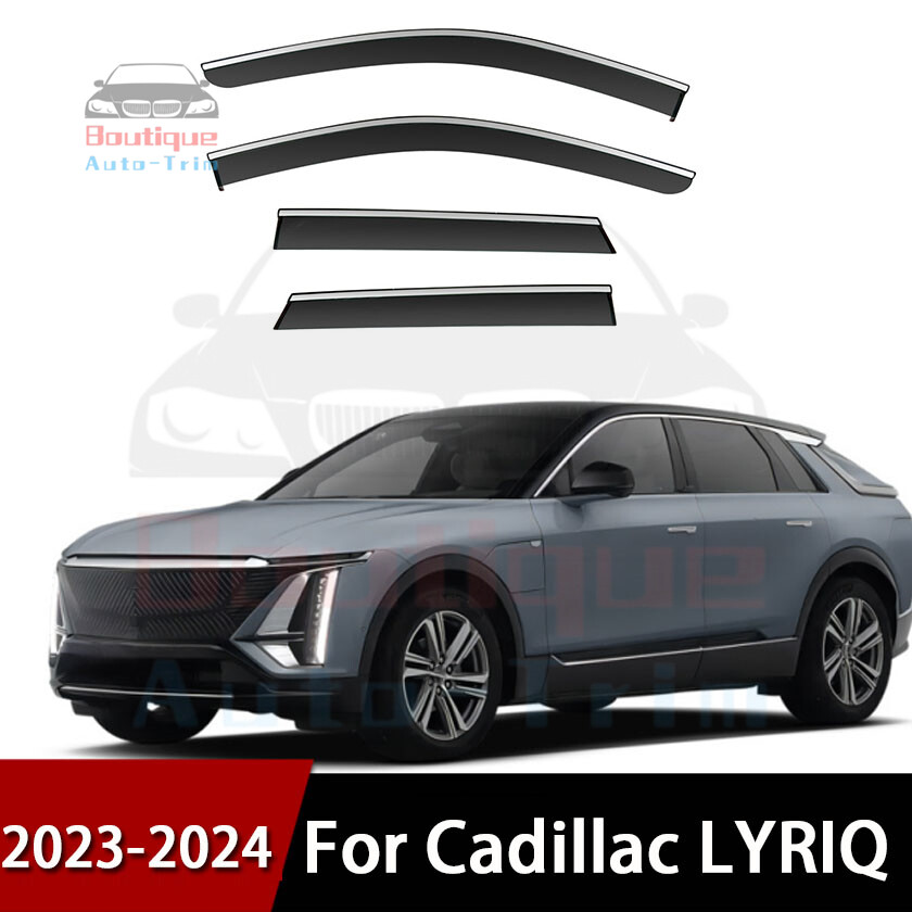 4Pcs For Cadillac LYRIQ 2023-2024 Black Window Visor Vent Shades Sun Rain Guard