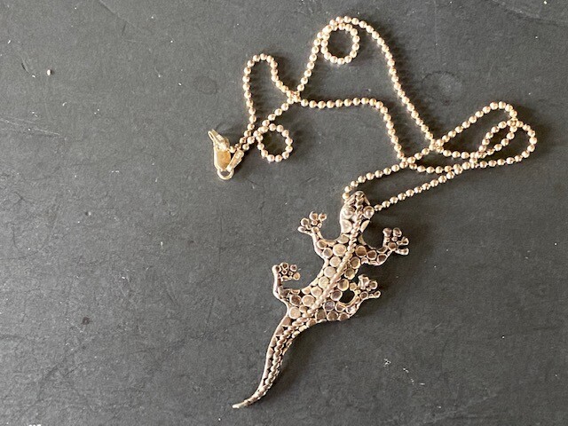 SOLID CAST 925 STERLING SILVER LIZARD PENDANT NEC… - image 6