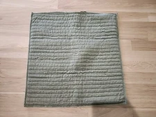  Pottery Barn Cotton Velvet Silk Ruffle Euro Pillow Sham Green  Button Closure 