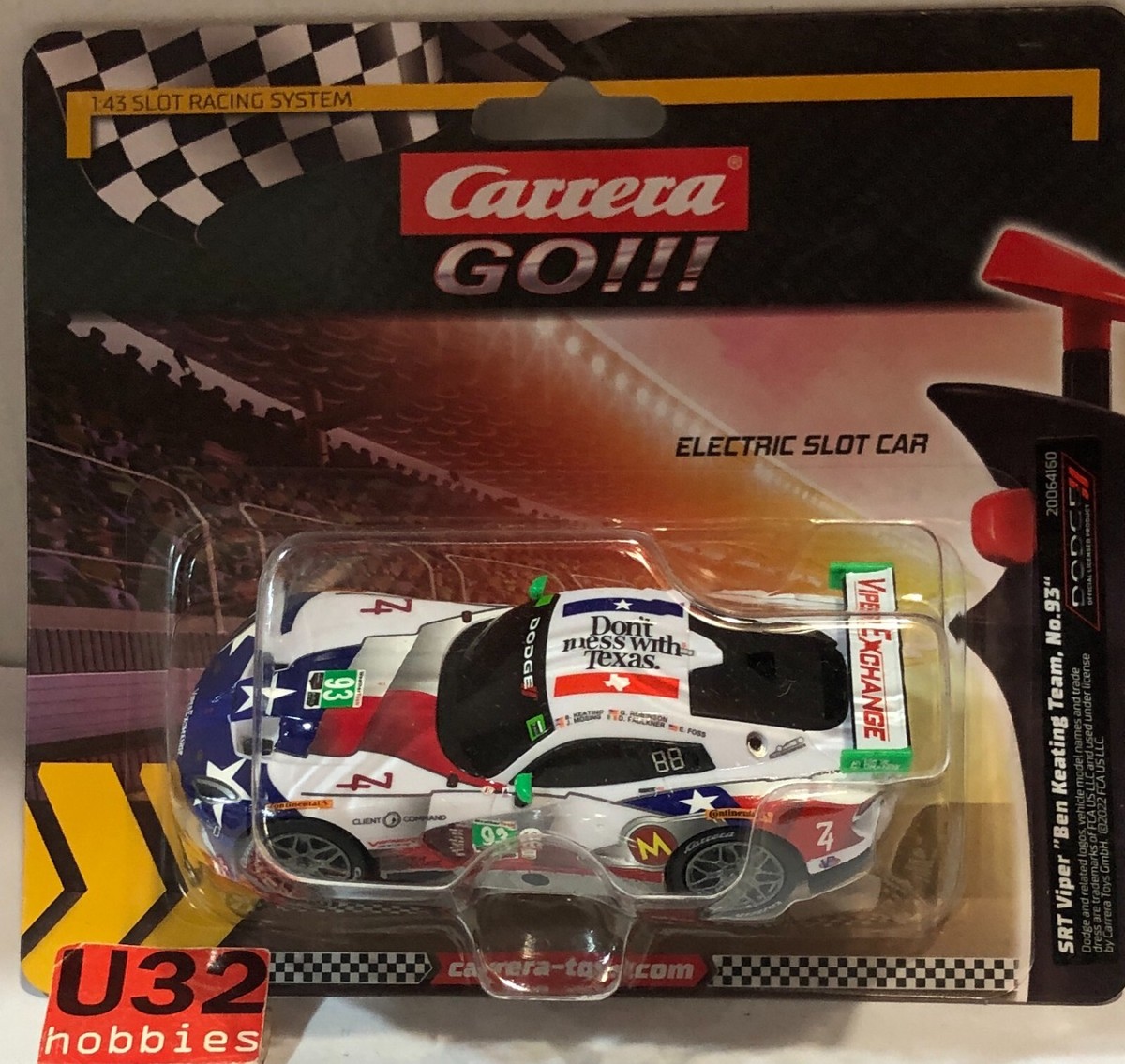Carrera GO!!! SRT Viper 2015 „Ben Keating Team, No.93“ – Voiture Miniature 1:43 Échelle – Dodge Viper Blanche Course