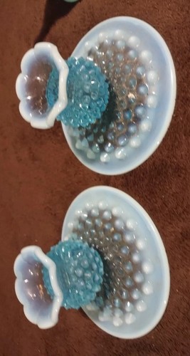 VTG 4 Piece set of Fenton Blue Opalescent Hobnail Glass Collectables - Picture 4 of 21
