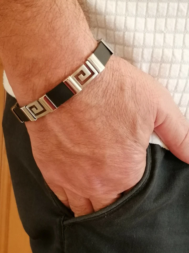 Pulsera Hombre PLATA Joyería Griega Antigua Pulsera Llave Meandro Papá Regalo Hijo HMDE Foto 4 de 4