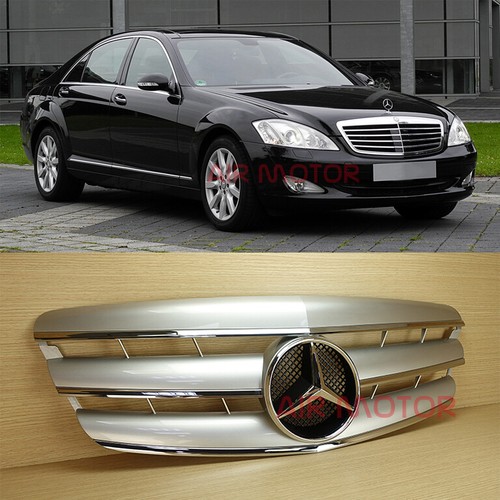 Fit 07 09 Mercedes Benz 3fins S Class Amg W221 Sliver Front Grille Chrome Star Ebay