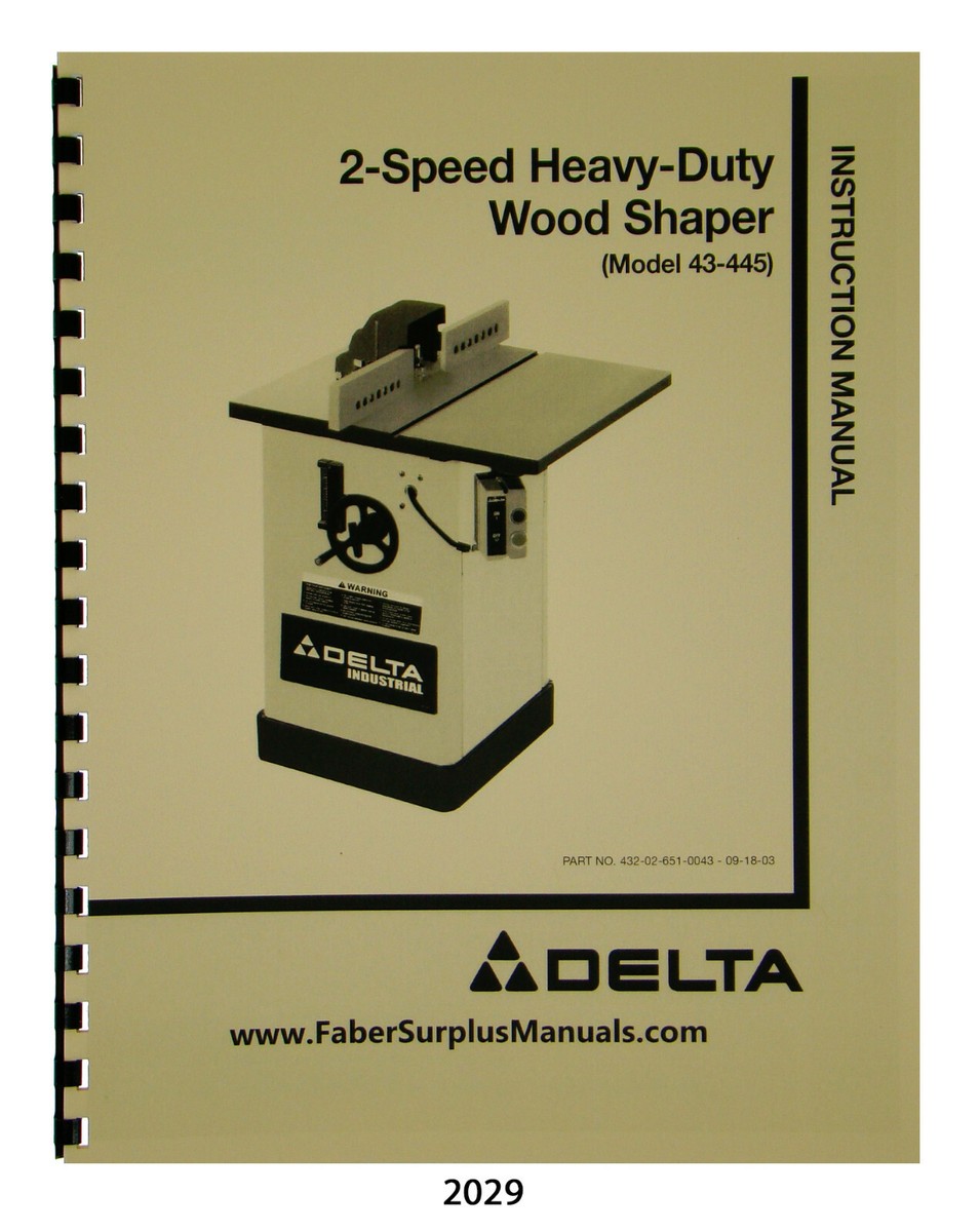 Delta 2 Speed HD Wood Shaper 43-435 & Others Instruction & Parets