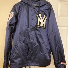 Stall & Dean Negro Leagues Black Yankees Embroidered Button Jacket Mens Sz Large