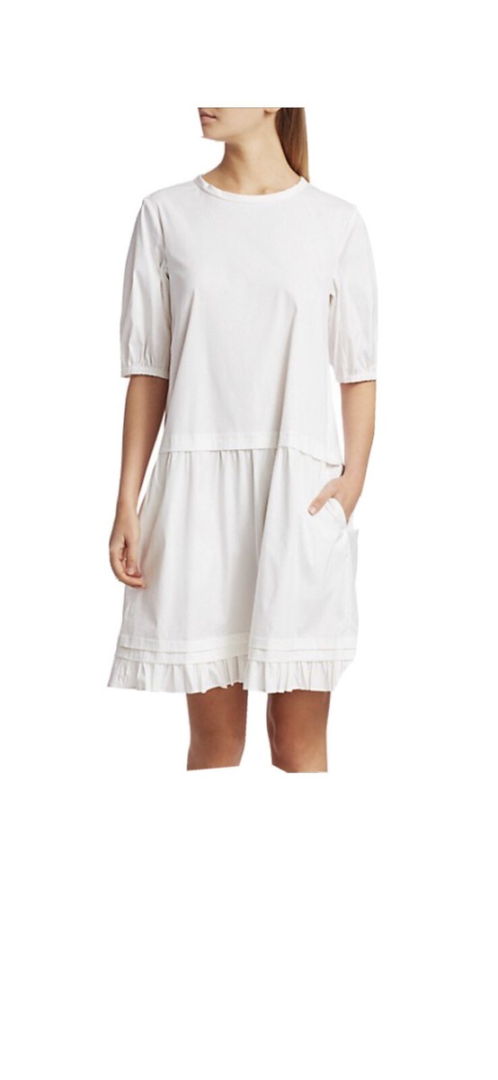 Max Mara DANIA White Cotton Knee length Dress Size 0 NWT | eBay