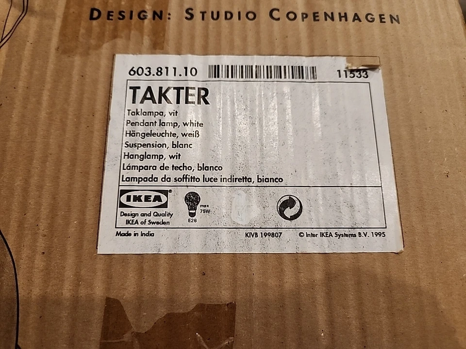 复古宜家 TAKTER 吊坠吸顶灯 | 白色 | 1995 | 全新 — 第 2/4 张图片