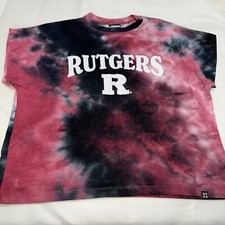 Women's Size S Rutgers University Scarlet Knights Cropped Tie Dye T-Shirt NWT